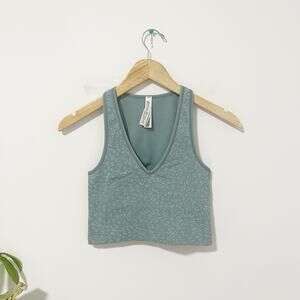 Athleta Aurora Blue Animal Print Ribbed Cropped Tank Size XS